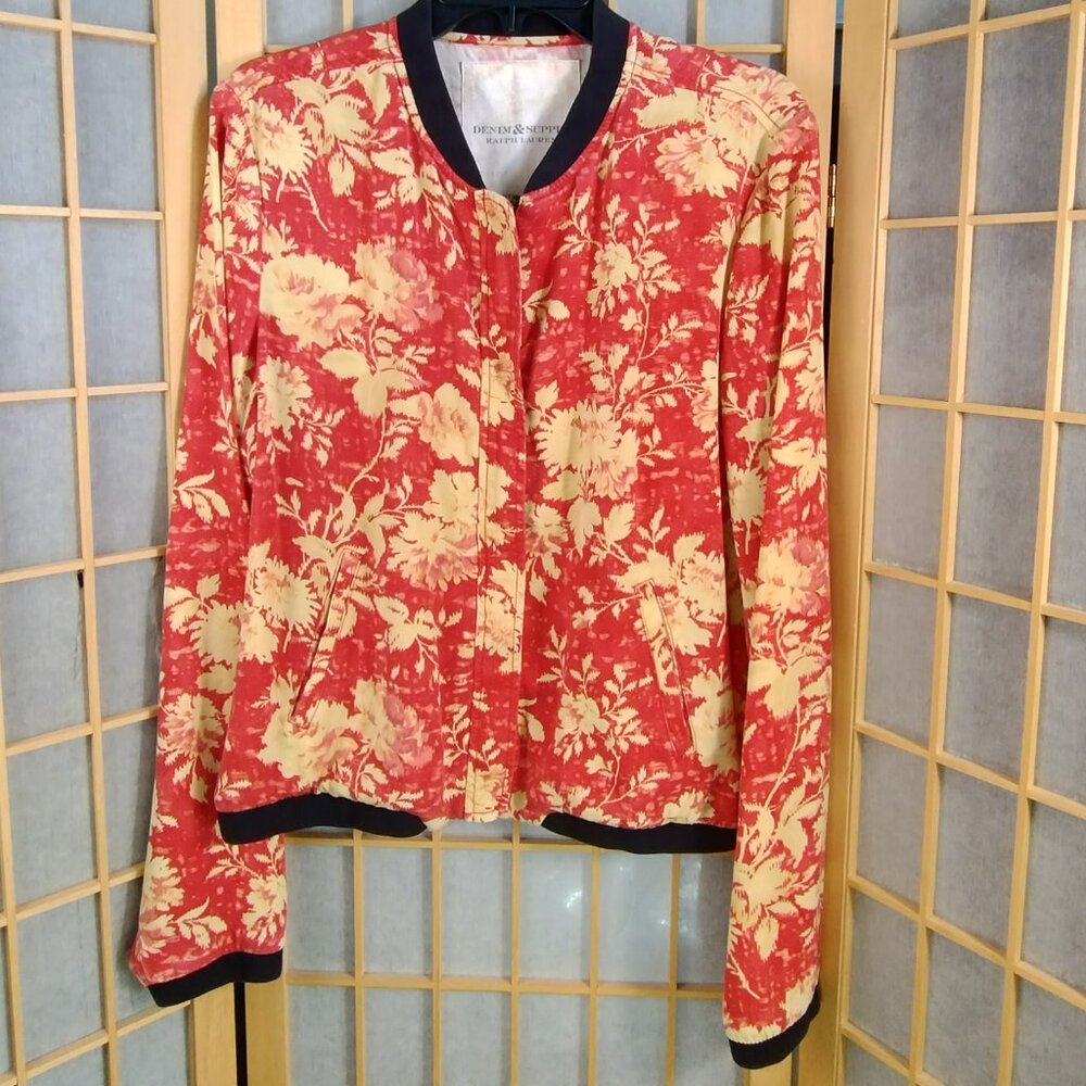 Denim & Supply Ralph Lauren Floral Bomber Jacket Size L - Picture 1 of 10
